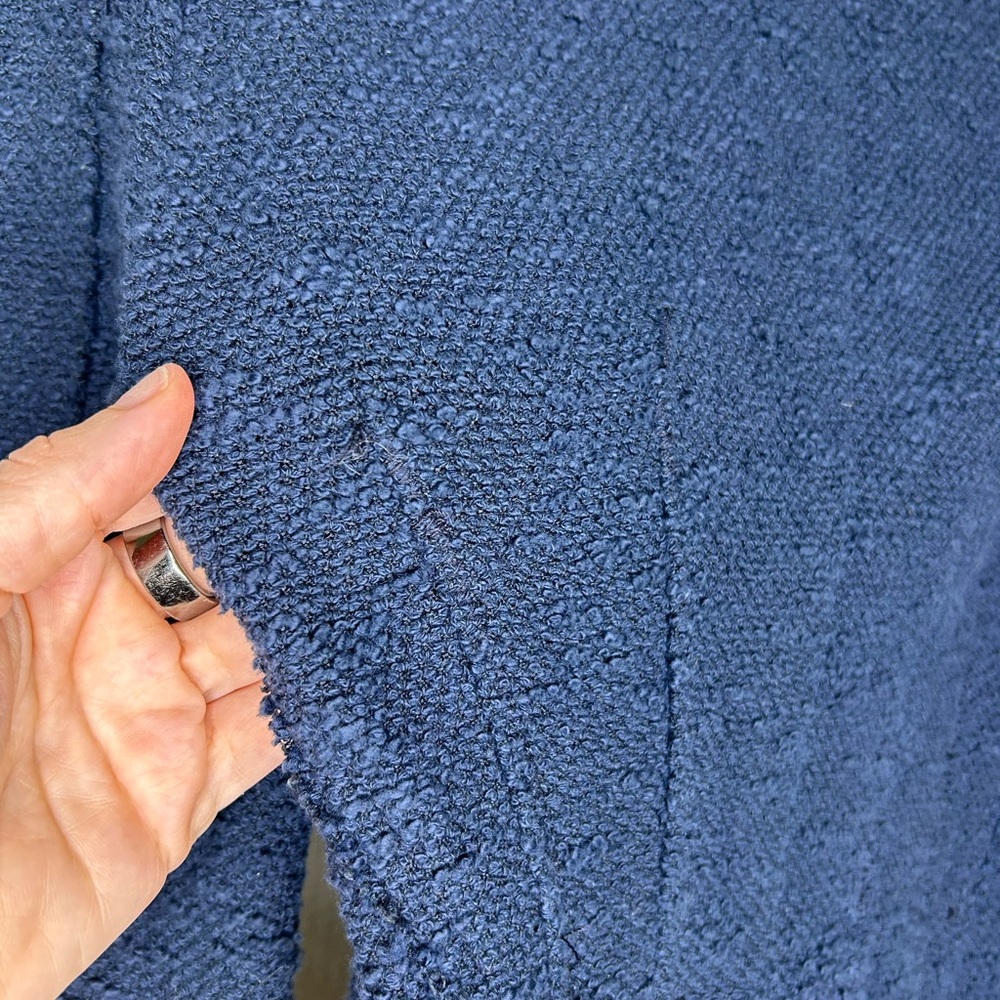 Rebecca Taylor navy blue bouclé peplum jacket Size 6 - Picture 8 of 8